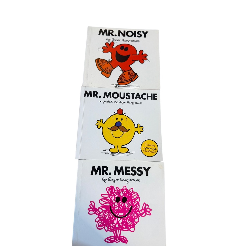 Mr Men Books Set of 3 Mr Messy Moustache Noisy Roger Hargreaves Good Kids Story
